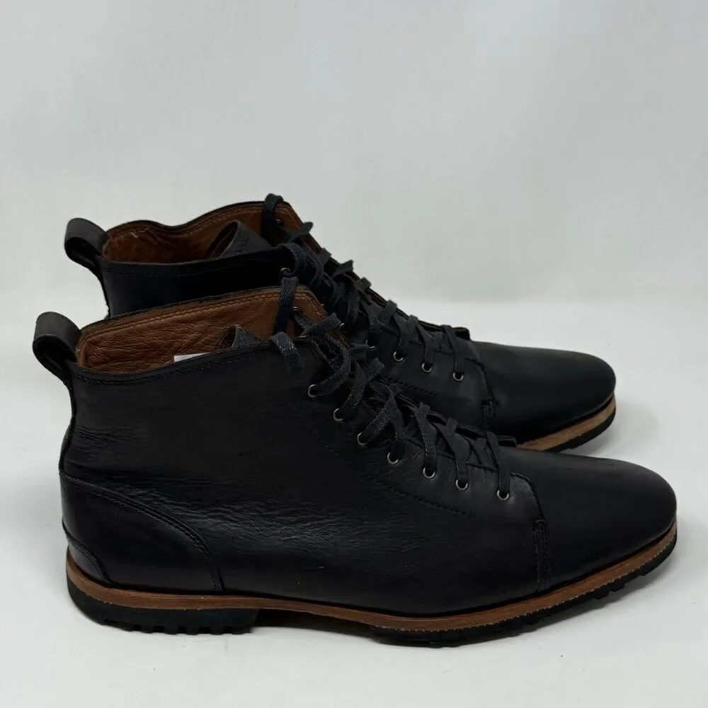 Timberland Chukka Boots Mens 13 Black Leather Plain Toe Lace Up Ankle Casual